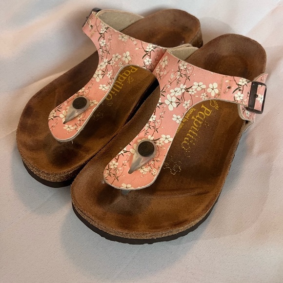 Papillio by Birkenstock Pink Floral Gizeh Sandals Size 5 - Picture 1 of 8